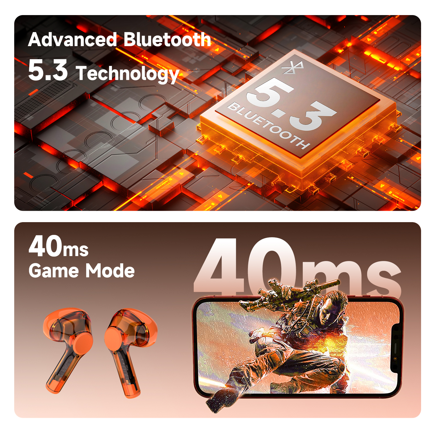 Truefree T3 Kabellose Ohrhörer, halboffene Bluetooth 5.3-Kopfhörer mit KI-Rauschunterdrückung für Anrufe, 28 Stunden Spielzeit, 13-mm-Treiber, 40-ms-Spielmodus, transparentes Design