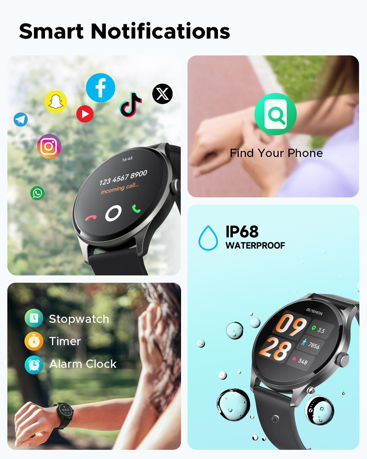 Truefree Watch GT2 Smartwatch mit Bluetooth-Anrufen, intelligenten Benachrichtigungen, Fitness-Tracker mit über 100 Sportmodi, Blutsauerstoff-, Herzfrequenz-, Schlaf-, Stress-Gesundheitsmonitor, DIY-Zifferblätter, IP68 wasserdicht
