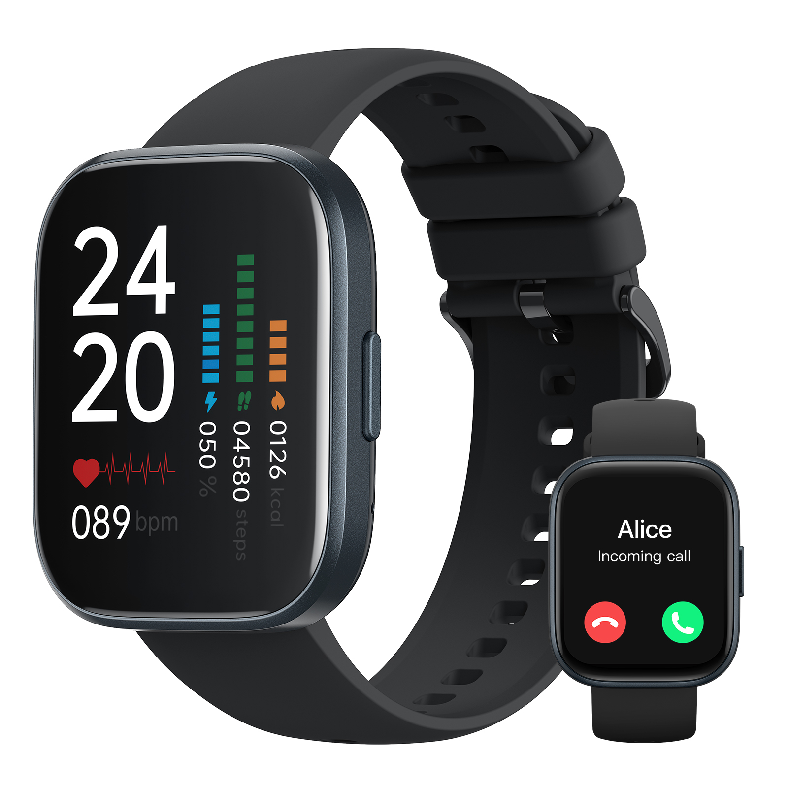 Truefree GT1 Smart Watch: 1,96-Zoll-Voll-Touchscreen, Herzfrequenz-, Schlafmonitor, IP68 wasserdicht, 24 Sportmodi, Schrittzähler, kompatibel mit Android/iOS.