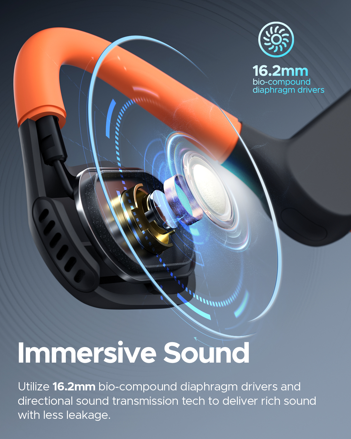 Truefree F2 Open-Ear-Kopfhörer, Air Conduction Bluetooth 5.3 Kabellose Kopfhörer für Sport, 15 Stunden Spielzeit, 16,2 mm verstärkter Bass, Dual-Mikrofon, Multipoint-Verbindung, App-Steuerung, Laufen, Radfahren