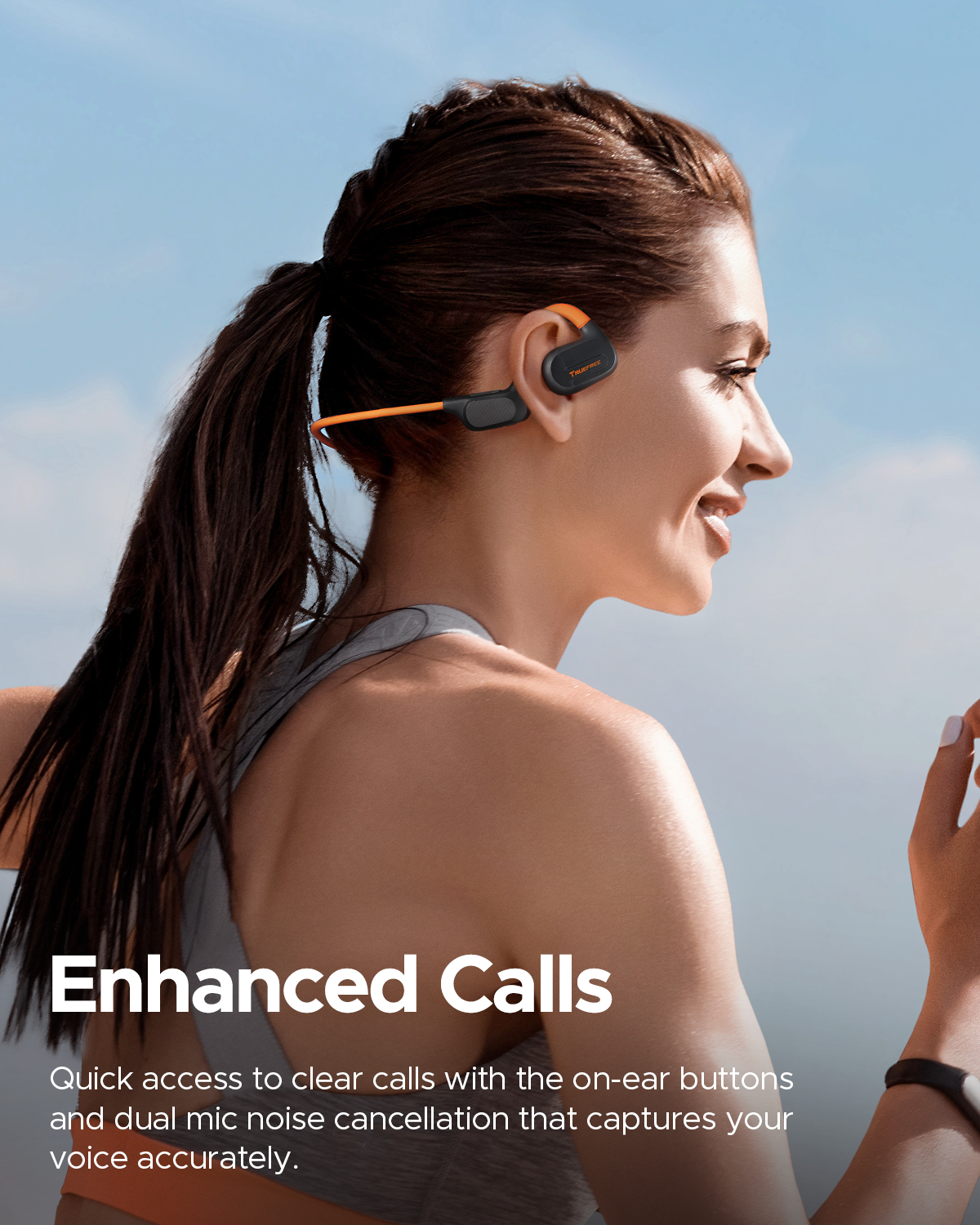 Truefree F2 Open-Ear-Kopfhörer, Air Conduction Bluetooth 5.3 Kabellose Kopfhörer für Sport, 15 Stunden Spielzeit, 16,2 mm verstärkter Bass, Dual-Mikrofon, Multipoint-Verbindung, App-Steuerung, Laufen, Radfahren