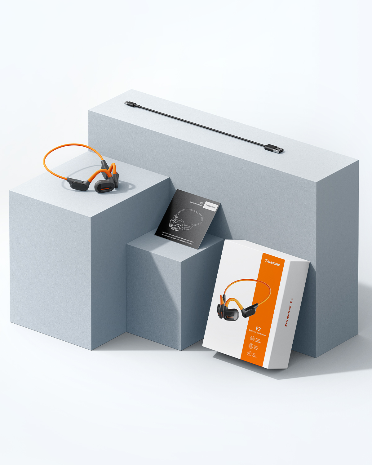 Truefree F2 Open-Ear-Kopfhörer, Air Conduction Bluetooth 5.3 Kabellose Kopfhörer für Sport, 15 Stunden Spielzeit, 16,2 mm verstärkter Bass, Dual-Mikrofon, Multipoint-Verbindung, App-Steuerung, Laufen, Radfahren