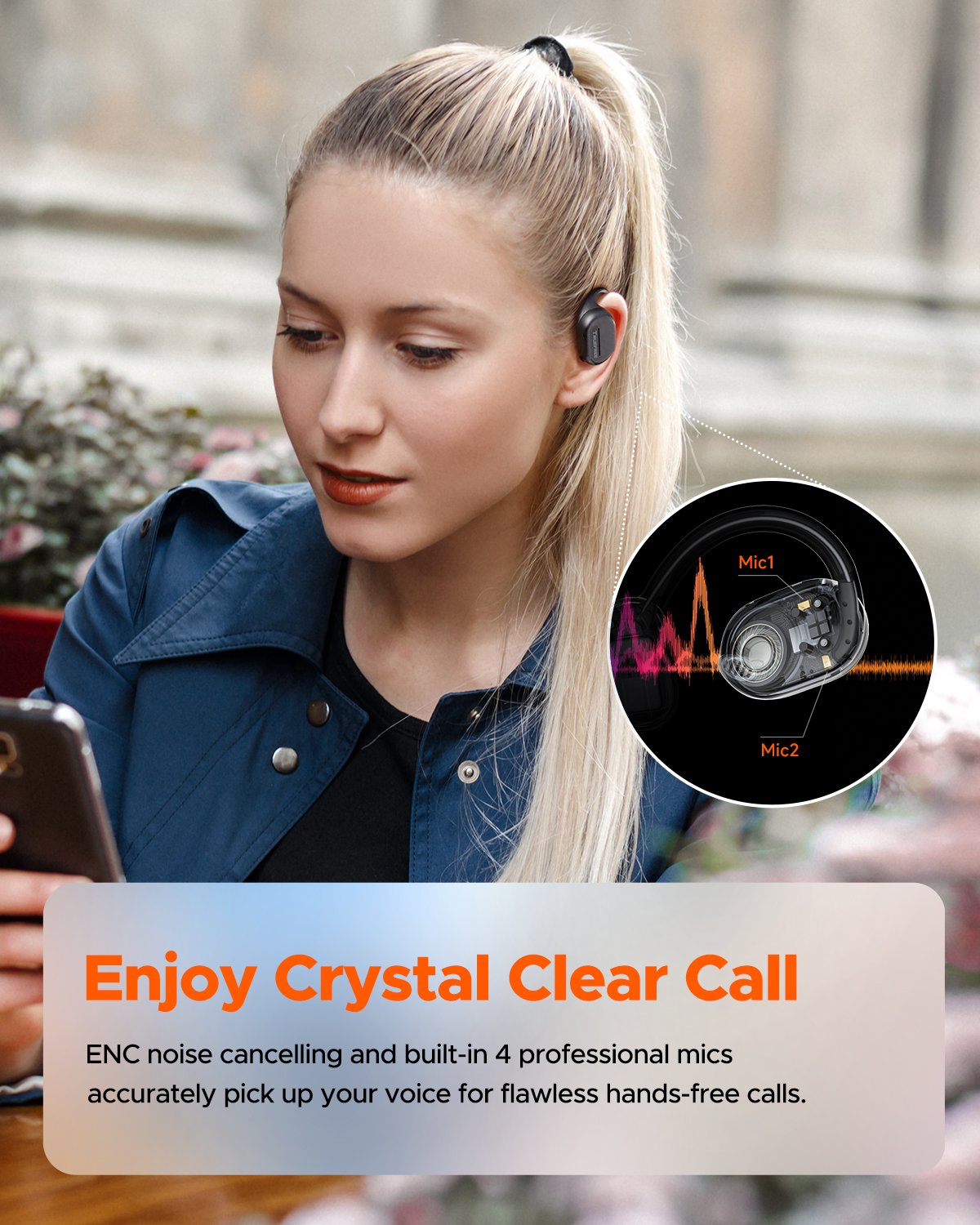 Truefree O1 Open-Ear-Kopfhörer, Bluetooth 5.3-Ohrhörer mit Ohrbügel, Over-Ear-Luftleitung für Sport, 4 Mikrofone für klare Anrufe, 45 Stunden Spielzeit, 16,2 mm verstärkter Bass, App-Steuerung – Schwarz