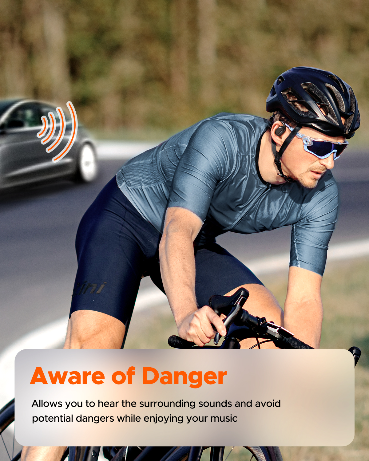 Truefree O1 Open-Ear-Kopfhörer, Bluetooth 5.3-Ohrhörer mit Ohrbügel, Over-Ear-Luftleitung für Sport, 4 Mikrofone für klare Anrufe, 45 Stunden Spielzeit, 16,2 mm verstärkter Bass, App-Steuerung – Schwarz