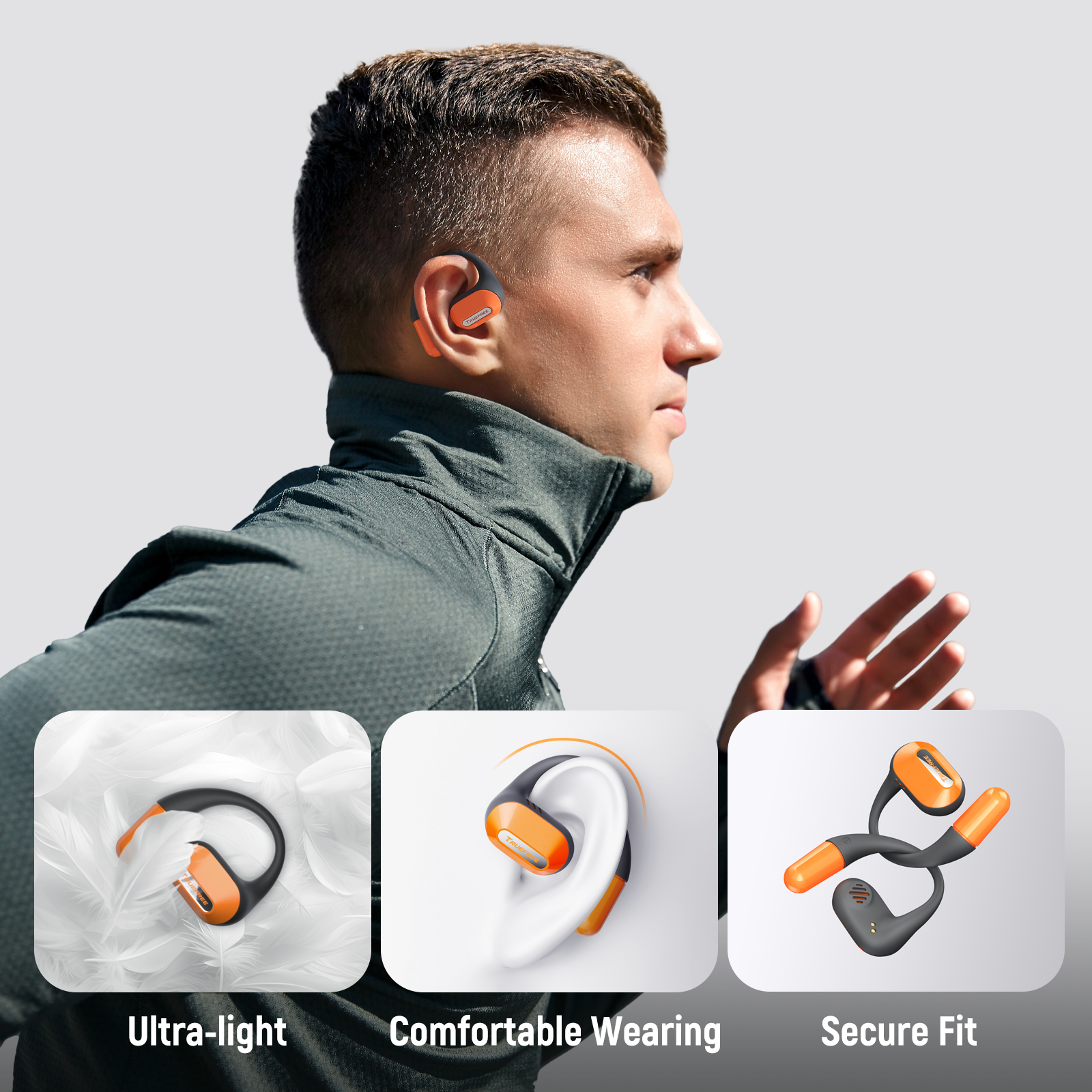 Truefree O2 Open Ear Kopfhörer: Ultraleicht, IPX5 Wasserdicht, 22 Stunden Wiedergabezeit, Multipoint, App-Steuerung, Bluetooth 5.3