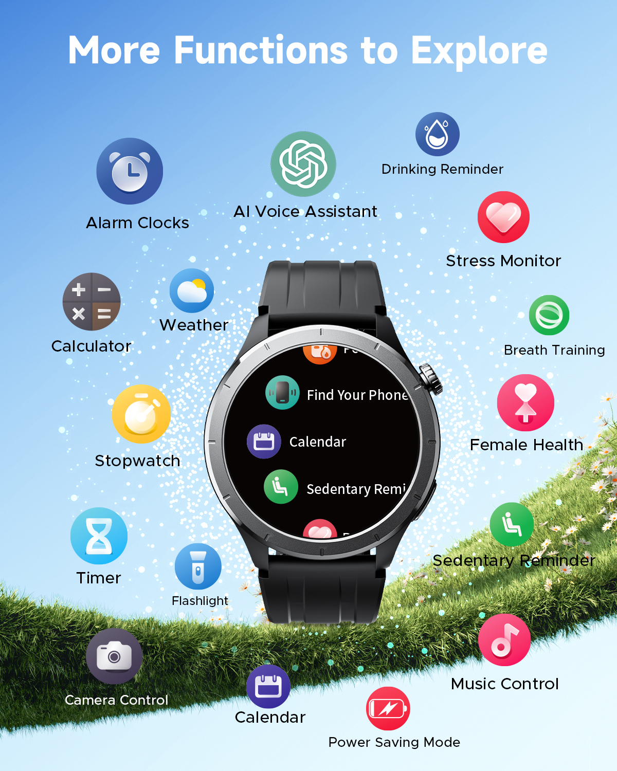 TRUEFREE Watch1 Smart Watch für Männer und Frauen, 1,53-Zoll-Fitnesstracker, Herzfrequenz-, SpO2-, Schlaf- und Stressmonitor, 127 Sportmodi, IP68 wasserdicht, Anruf- und Nachrichtenunterstützung für iPhone und Android