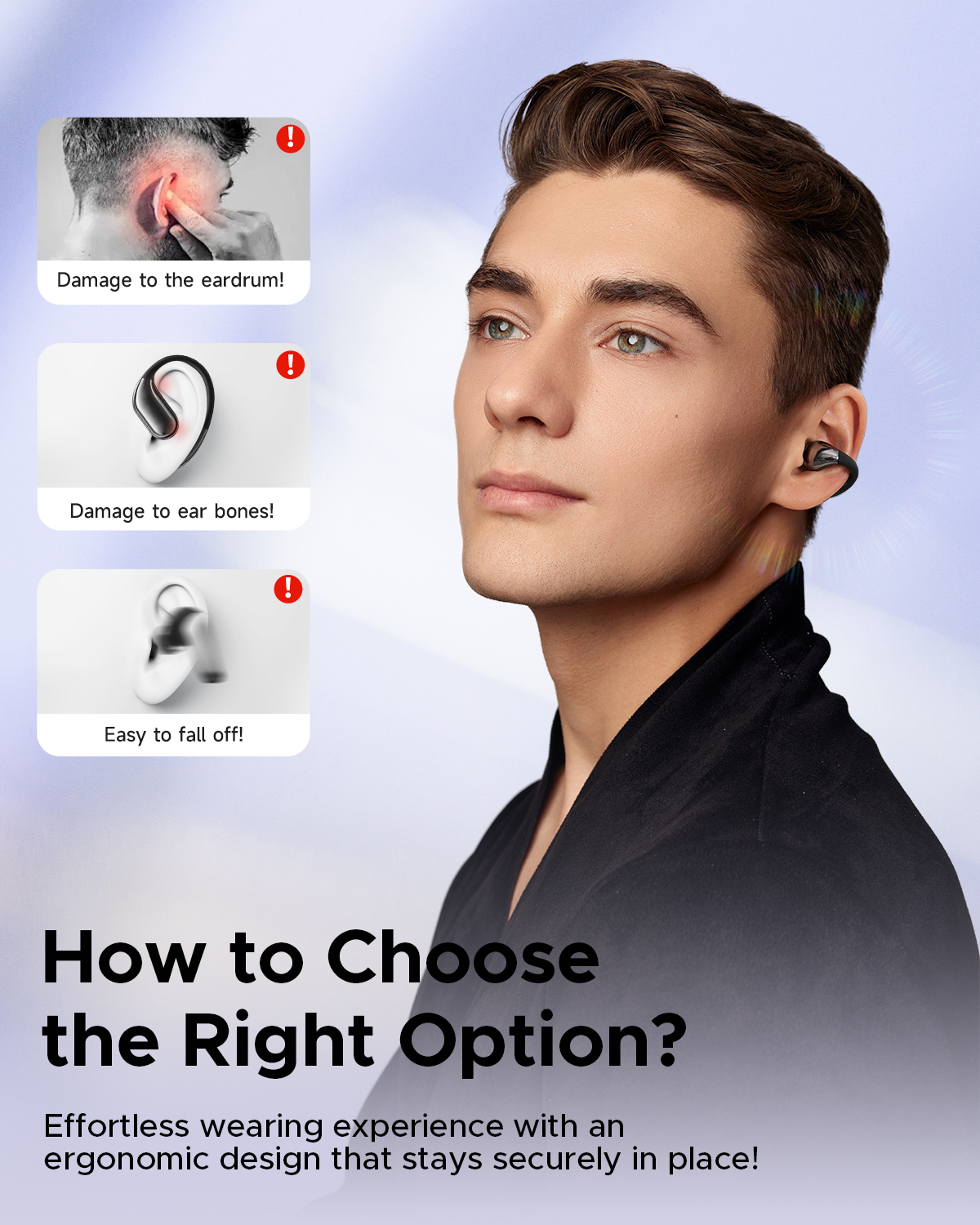 Truefree B1 Clip-On Kabellose Ohrhörer, Bluetooth 5.4, Räumlicher Klang, 10.8mm Treiber, 25H Wiedergabezeit, Klare Anrufe, Multipoint, App-Anpassbar