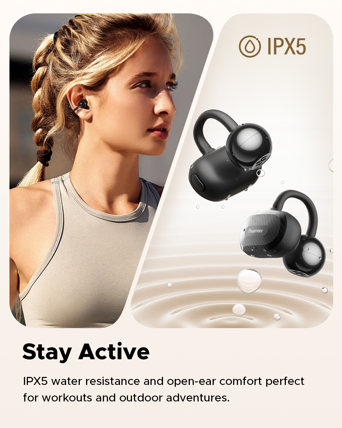 Truefree C10 Clip-On Kabellose Ohrhörer, Bluetooth 5.4, 12mm Treiber, Räumlicher Klang, 28H Spielzeit, IPX5, AI-ENC Anrufe, Dual-Verbindung, App-Anpassung