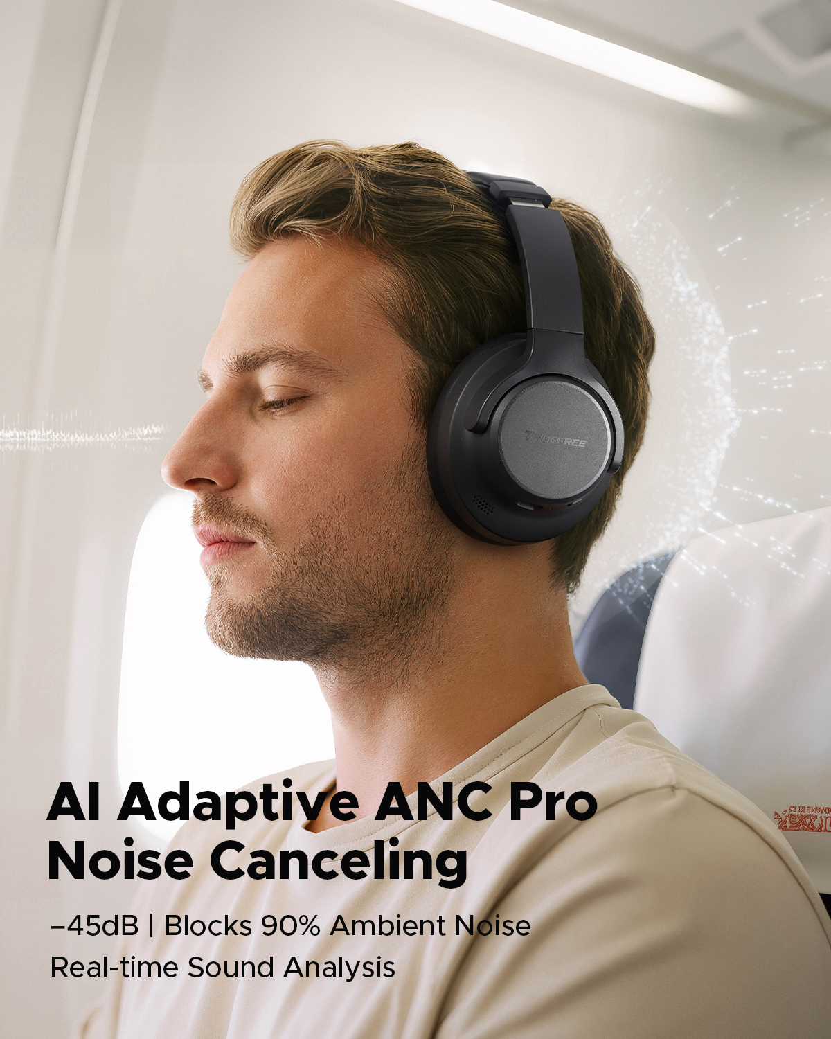 TRUEFREE HF-10 Bluetooth 6.0 Kopfhörer mit 40-mm-Treiber | 125H Akkulaufzeit, Hybrid Active Noise Cancelling, Anpassbare EQ