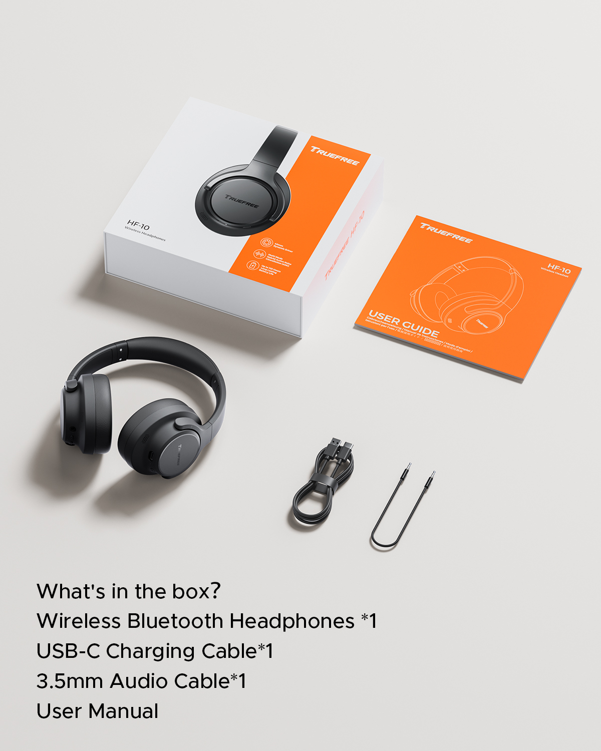TRUEFREE HF-10 Bluetooth 6.0 Kopfhörer mit 40-mm-Treiber | 125H Akkulaufzeit, Hybrid Active Noise Cancelling, Anpassbare EQ